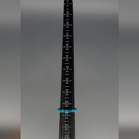 Turquoise and Red Plastic Circle Earrings and Turquoise Handmade Ring Set - Picture 8 of 9